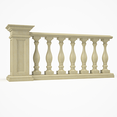 Elegant Stone Balustrade: Exquisite Exterior Addition 3D model image 1 