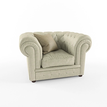 Classic Chesterfield Armchair for Elegant Comfort 3D model image 1 