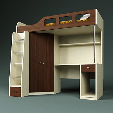 M-85 Two-Tone Loft Bed 3D model image 1 