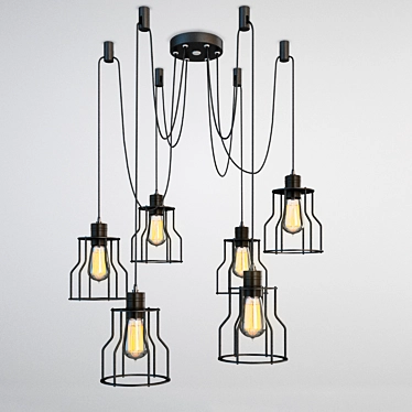 Industrial Loft Pendant Lamp 3D model image 1 