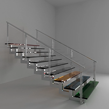 Sleek Glass Staircase 3D model image 1 
