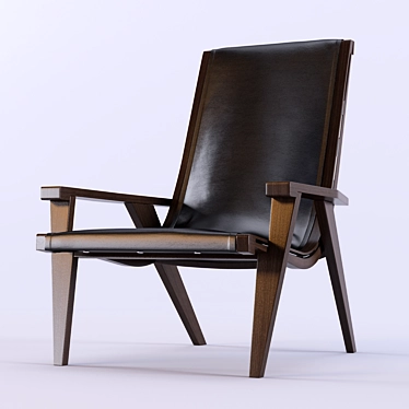 Elegant JJ Wooden Base Armchair 3D model image 1 