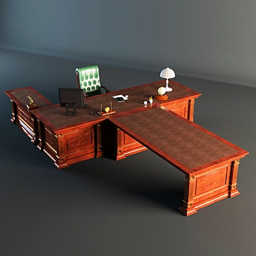 Classic Redwood Desk 3D model image 1 