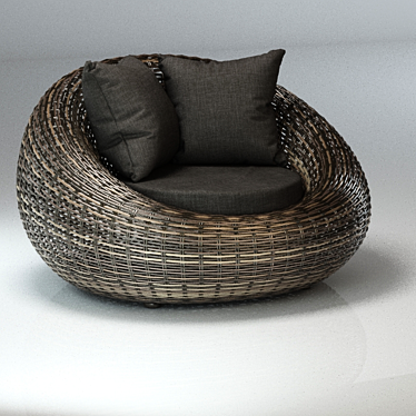 Kiwi Rattan Armchair: Stylish Relaxation in Natural Comfort 3D model image 1 