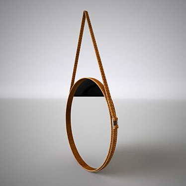 Boho Chic Round Leather Mirror 3D model image 1 