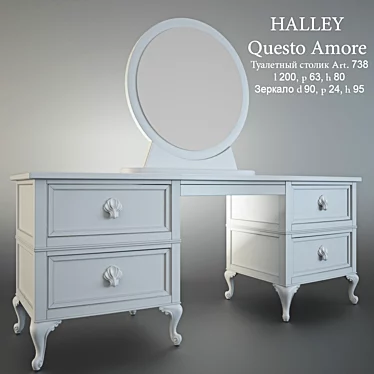 Glamour Vanity: HALLEY Dressing Table 3D model image 1 