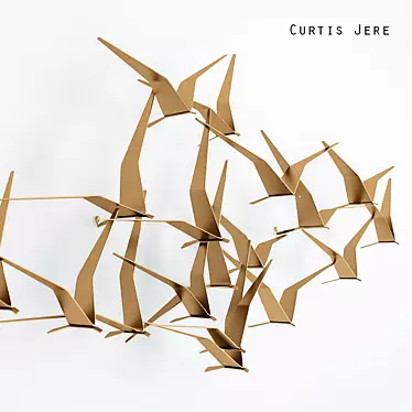 Elegant Birds Wall Sculpture 3D model image 1 