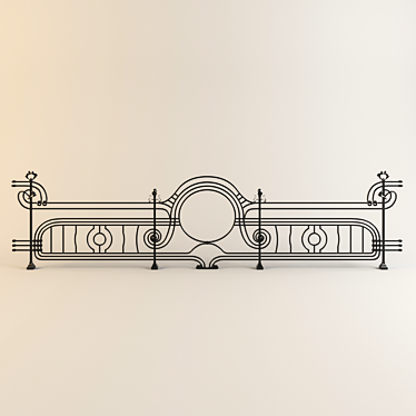 Modern Art Nouveau Wrought Iron Fence 3D model image 1 