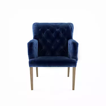 Navy Velvet Modern Armchair 3D model image 1 