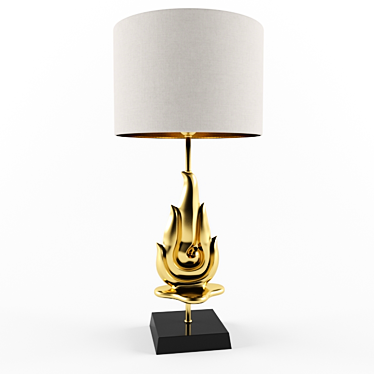 Elegant Gold Lotus Lamp 3D model image 1 