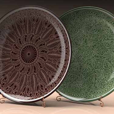 Rustic Elegance: Hand-Painted Ceramic Dish Pilaf 3D model image 1 