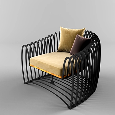 Elegant Wave Armchair 3D model image 1 