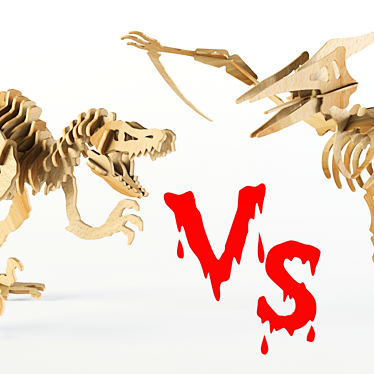  Prehistoric Puzzle: Velociraptor & Pterodactyl 3D model image 1 