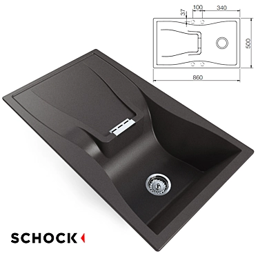 Schock Waterfall 45D: Sleek Cristadur Sink 3D model image 1 