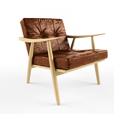 Vintage Wegner Teak Easy Chair 3D model image 1 