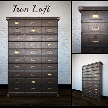 Industrial Metal Chest: Multi-Drawer Secretary 3D model image 1 