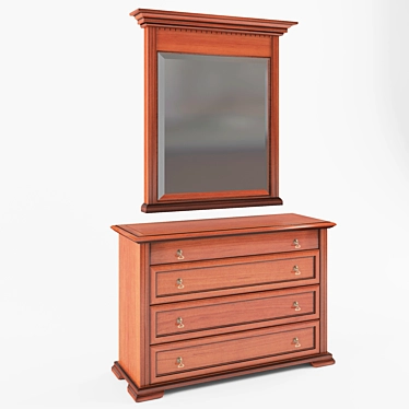 Title: Timber-Mebel Cherry Wood Dresser & Mirror 3D model image 1 