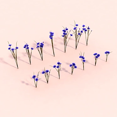 Cornflower Bouquet Set - Exquisite Outdoor Scene Decoration 3D model image 1 