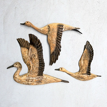 Migration Songbirds Wood Wall Set 3D model image 1 