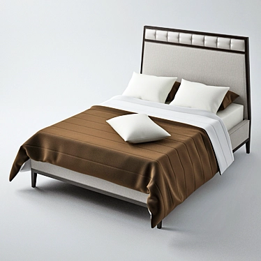 Lancaster King Bed: Elegant Combination of Fabric and Leather 3D model image 1 