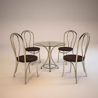 Metal Table and Chair Set 3D model image 1 