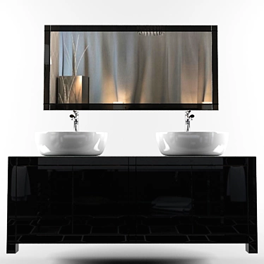 Luxury Mirrored Chest with Washbasin 3D model image 1 