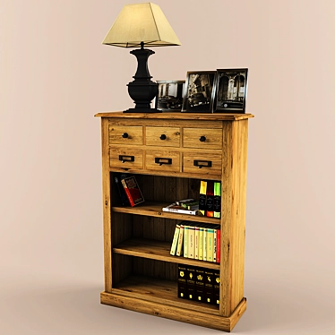 Title: Antic Line Dresser and Lamp Set 3D model image 1 