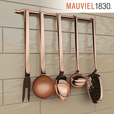 Mauviel Copper Kitchen Set Rails 3D model image 1 
