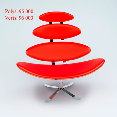 Crown Red Fabric Metal Chair 3D model image 1 