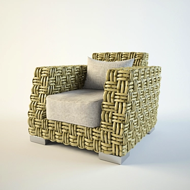 Bamboo Wicker Lounge Chair 3D model image 1 
