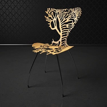 Vasa Intestina Chair: Elegant Wood and Steel Design 3D model image 1 