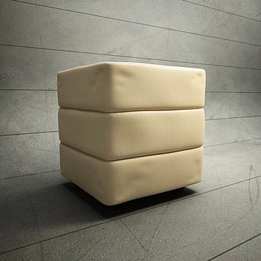 Luxury Leather Cube Ottoman 3D model image 1 