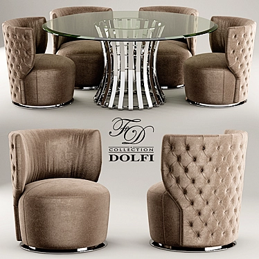 Stylish Capitonne Swivel Set 3D model image 1 