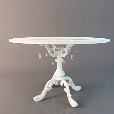 Elegant White Gloss Wooden Table 3D model image 1 