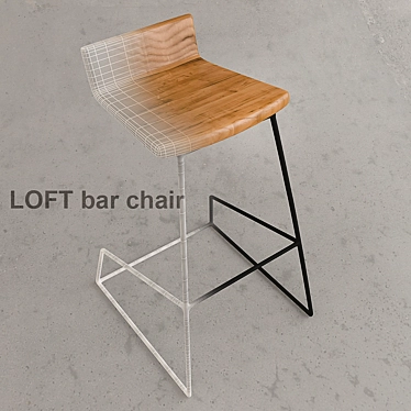Rustic Loft Wooden Bar Chair 3D model image 1 
