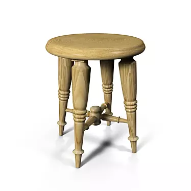 Wooden Home Stool 3D model image 1 