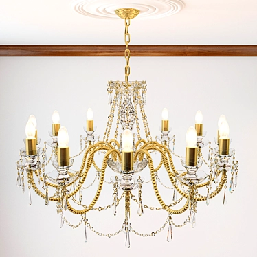 Elegant Crystal Chandelier with Brass Finish 3D model image 1 