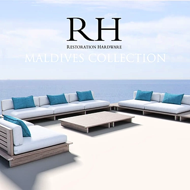 Luxury RH Maldives Collection: Sofa, Lounge Chair, Coffee Table & Side Table 3D model image 1 
