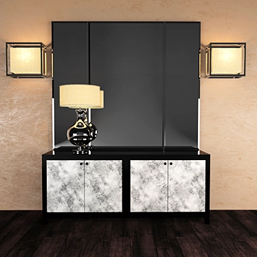 Elegant Dresser with Mirror & Lamps 3D model image 1 