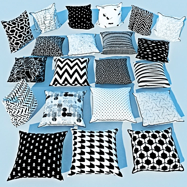 Chic Monochrome Pillow Set 3D model image 1 