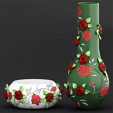 Elegant Rose Vases 3D model image 1 