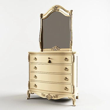 Elegant Carved Dresser with Mirror 3D model image 1 