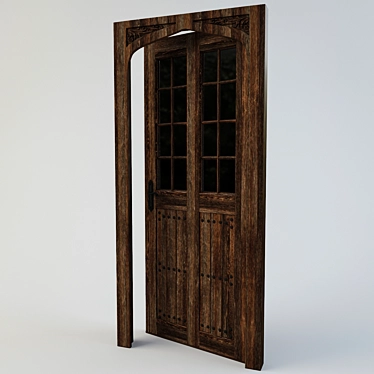 Tudor Oak Handcrafted Half Glazed Door 3D model image 1 