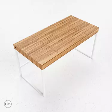 Modern Steel and Oak Writing Desk 3D model image 1 