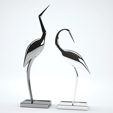 Graceful Flight: Birds Sculpture 3D model image 1 
