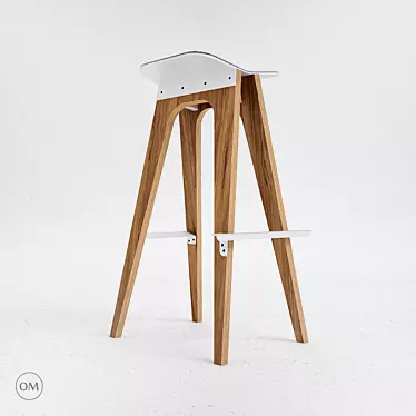 Modern Oak Bar Stool 3D model image 1 