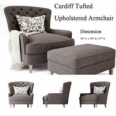 Cardiff Vintage Tufted Armchair 3D model image 1 