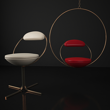 Sleek & Modern LEE BROOM Hoop Chair 3D model image 1 