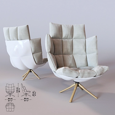 Husk Armchair: Modern Elegance & Comfort 3D model image 1 