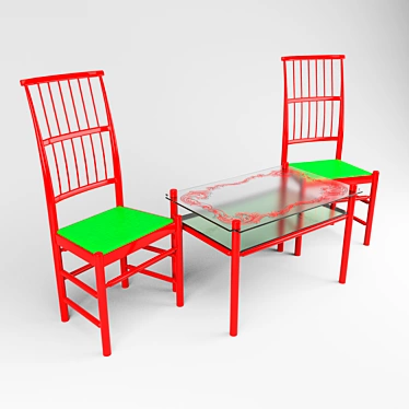  2-in-1 Chair and Table Set 3D model image 1 